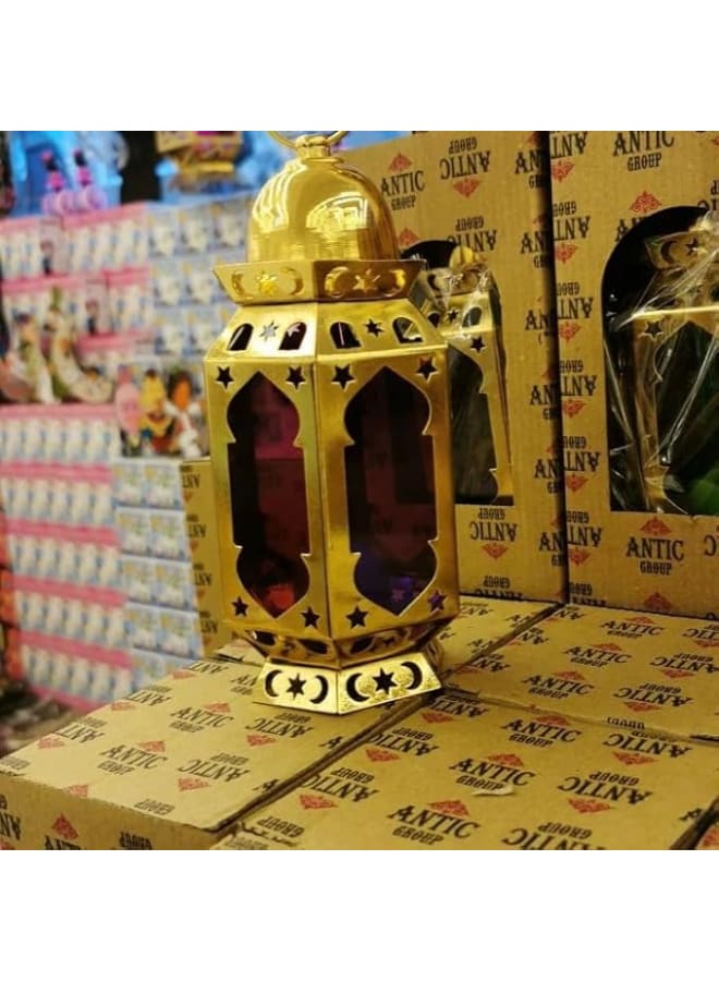 Decorative Ramadan Lantern, Gold Metal - Gold Ramadan Lantern - Image 3